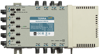 TERRA MR916L Radial multiswitch, 9x16 outputs, passive and active terrestrial TV path