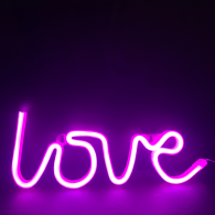 ACA X041187322 LOVE, 118 NEON LED ΛΑΜΠΑΚΙΑ ΜΕ ΜΠΑΤΑΡΙΑ (3xAA)/USB, ΡΟΖ, IP20, 35.5x2x13cm