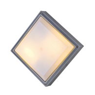 HI5502 ΠΛΑΦΟΝΙΕΡΑ ΤΕΤΡΑΓΩΝΗ ΓΚΡΙ ΟΠΑΛ PC E27 2X18W IP54