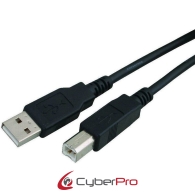 CYBERPRO CP-USBAB018, Καλώδιο USB-A σε USB-B, 1,8 μέτρα, Μαύρο