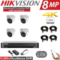 Hikvision Σύστημα Παρακολούθησης 8MP/4K Lite DS-7204HUHI-MX + 4 X ΚΑΜΕΡΕΣ DOME